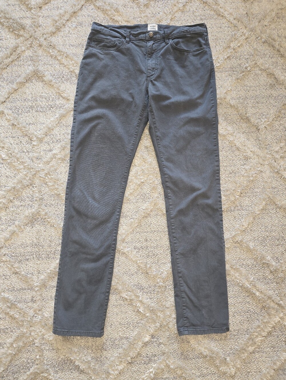 Flint & Tinder Men’s 365 Pants 33x34 Straight Fit Gray 5 Pocket Chino
